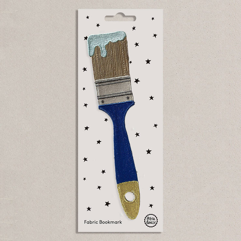 Blue Paint Brush Embroidered Fabric Bookmark