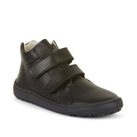 Alex Barefoot High Top School Shoe - Black Matte Leather