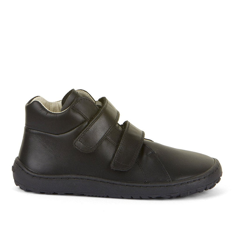Alex Barefoot High Top School Shoe - Black Matte Leather