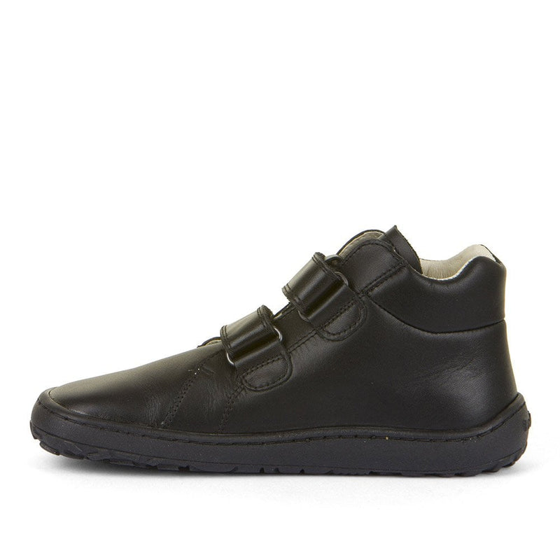 Alex Barefoot High Top School Shoe - Black Matte Leather