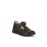 Evia T-Bar School Shoe - Black Matte Leather