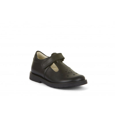 Evia T-Bar School Shoe - Black Matte Leather