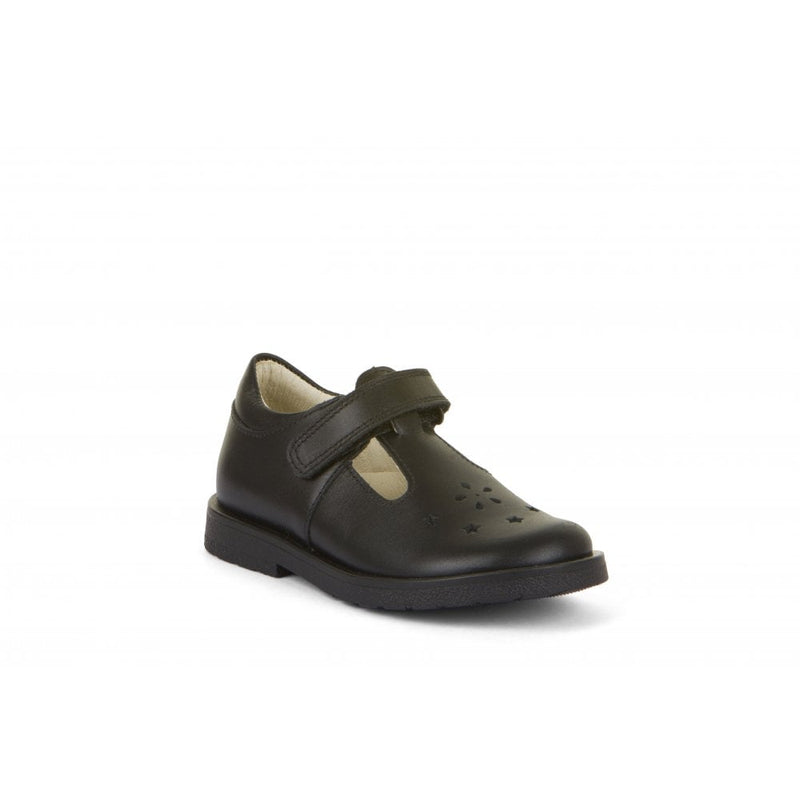 Evia T-Bar School Shoe - Black Matte Leather