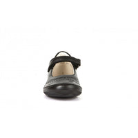 Mia Ballerina School Shoe - Black Matte Leather