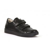 Morgan Double Strap School Shoe - Black Leather