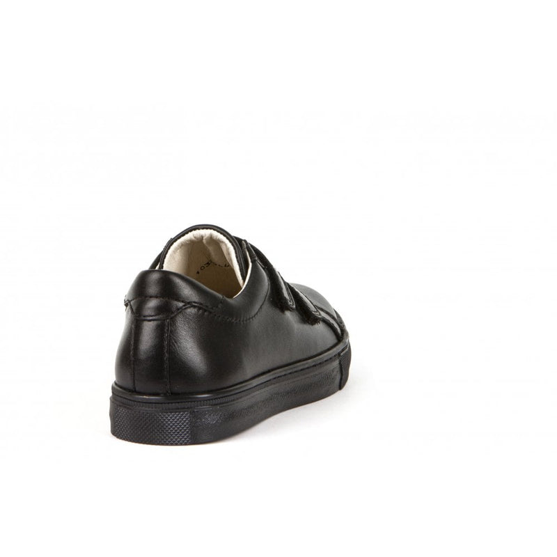 Morgan Double Strap School Shoe - Black Leather