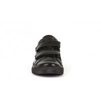 Morgan Double Strap School Shoe - Black Leather