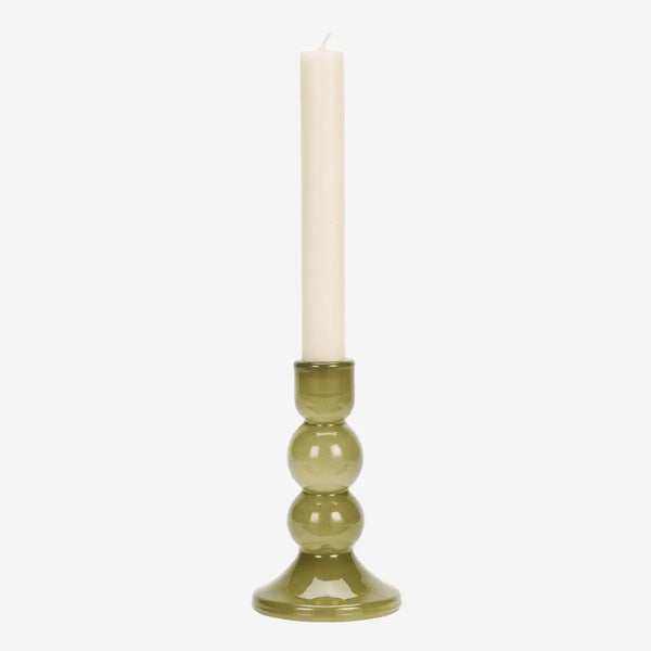 Madam Stoltz - Glass Candle Holder (Olive)