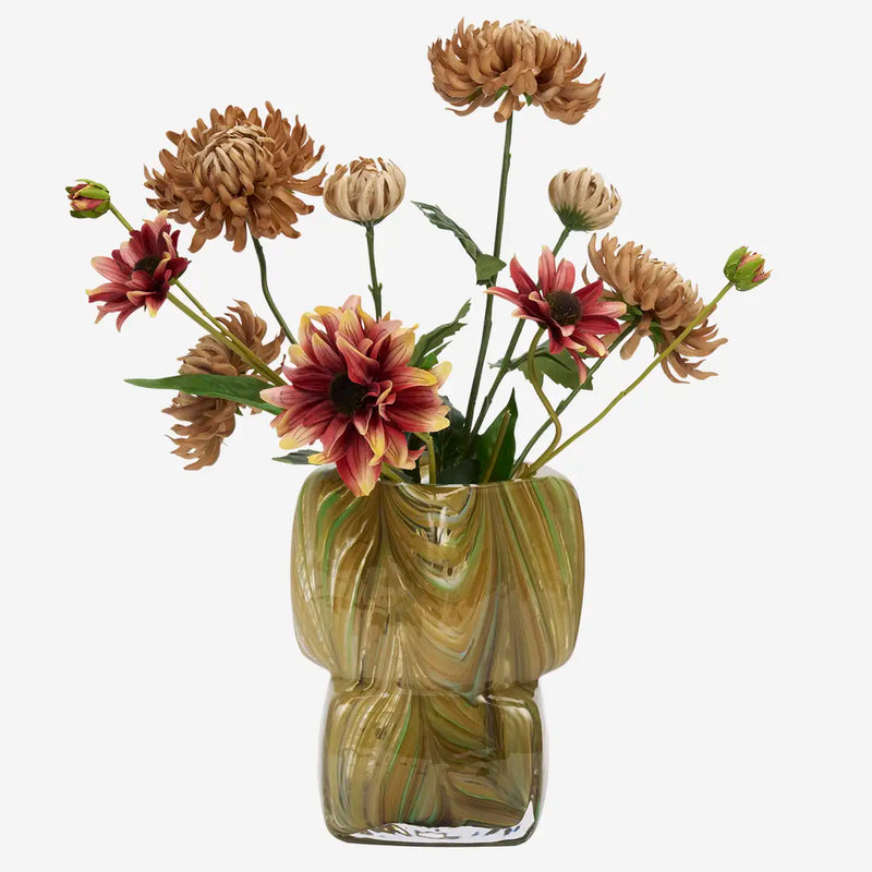 Madam Stoltz - Squared Glass Vase (Amber Multi)