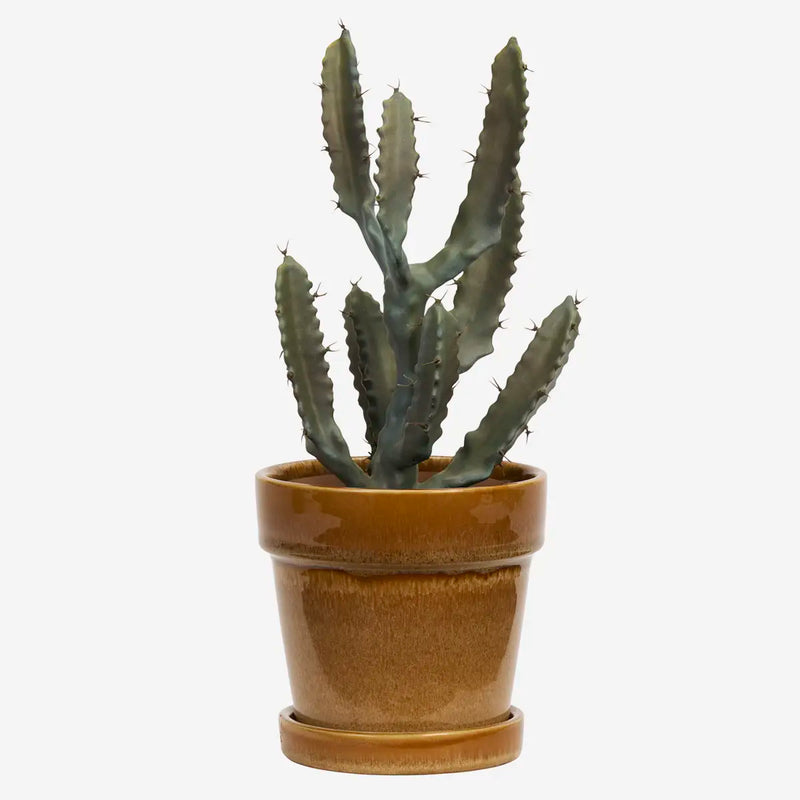 Madam Stoltz - Flowerpot with Saucer 13 x 13 cm (Mustard)