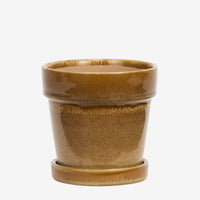 Madam Stoltz - Flowerpot with Saucer 13 x 13 cm (Mustard)
