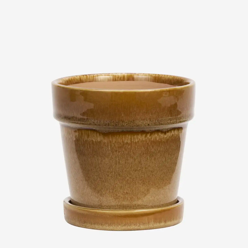 Madam Stoltz - Flowerpot with Saucer 13 x 13 cm (Mustard)