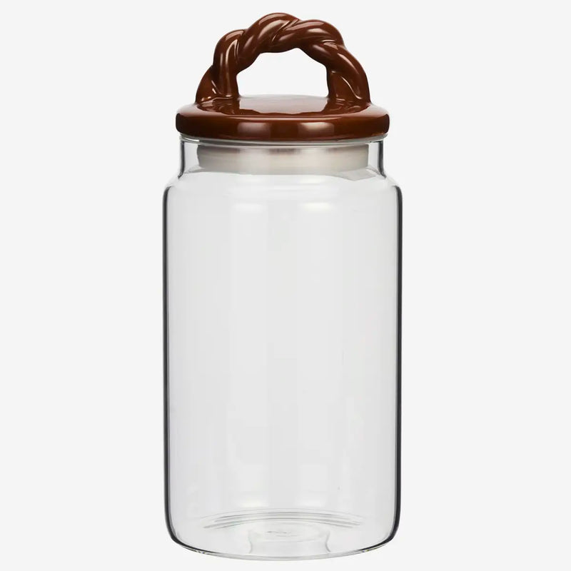 Madam Stoltz - Glass Jar with Ceramic Lid 2600 ml (Brown)