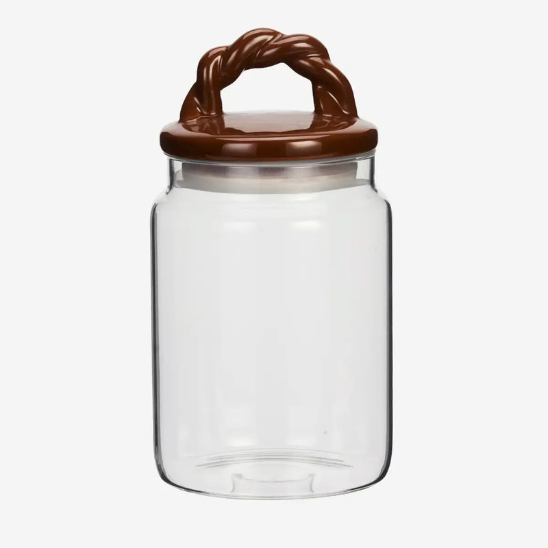 Madam Stoltz - Glass Jar with Ceramic Lid 2000 ml (Brown)