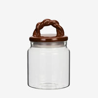 Madam Stoltz - Glass Jar with Ceramic Lid 1600 ml (Brown)