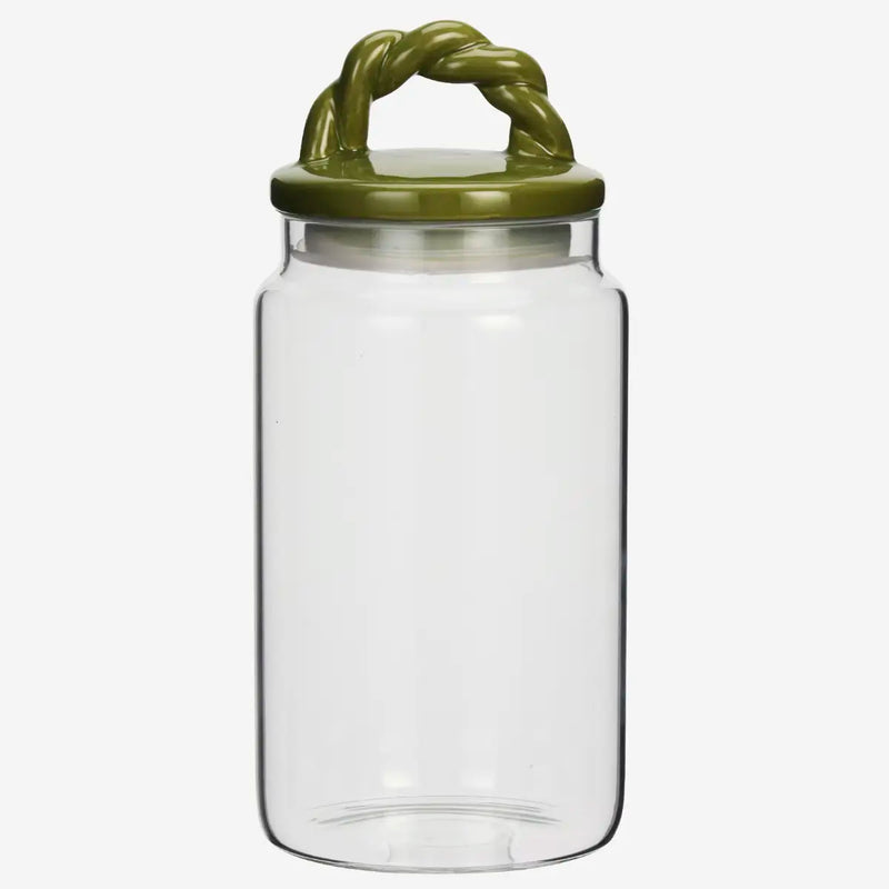 Madam Stoltz - Glass Jar with Ceramic Lid 2600 ml (Green)