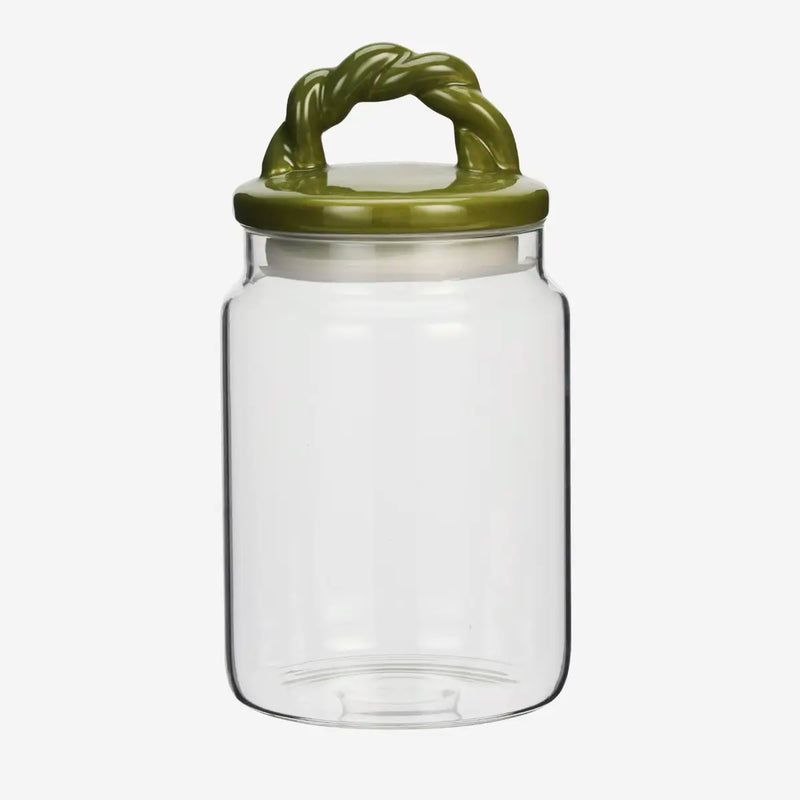Madam Stoltz - Glass Jar with Ceramic Lid 2000 ml (Green)