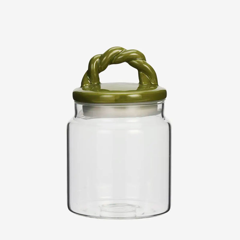 Madam Stoltz - Glass Jar with Ceramic Lid 1600 ml (Green)