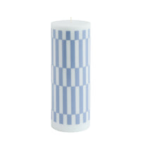 Large Column Candle - Dusty Blue/Light Blue