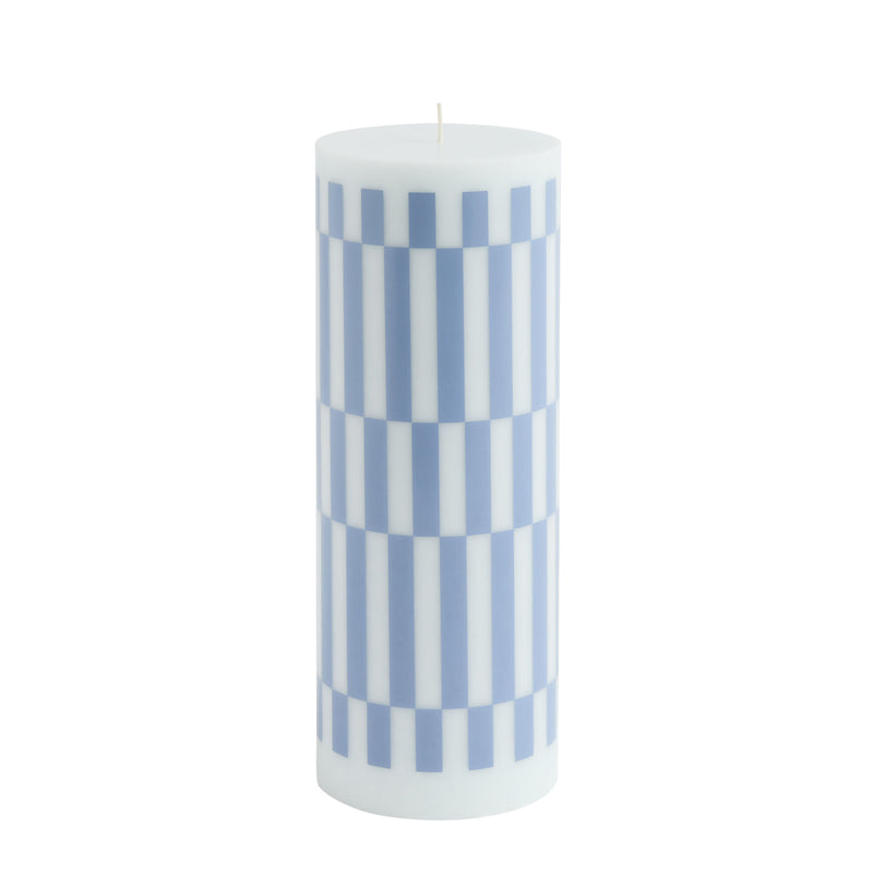 Large Column Candle - Dusty Blue/Light Blue