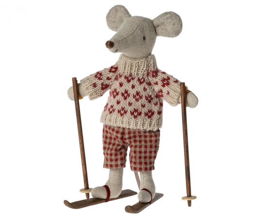 Winter Mouse with Ski Set, Mum