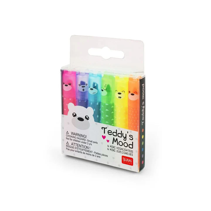 Teddy's Mood Mini Neon Highlighters - Set of 6