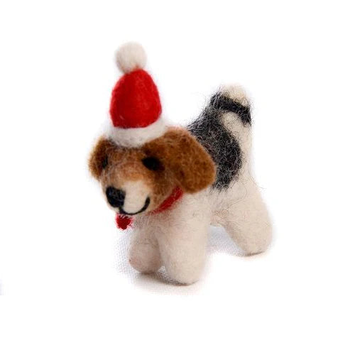 Mini Fox Terrier with Hat & Scarf