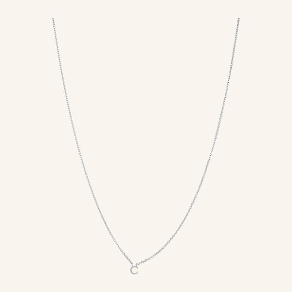 Note Necklace - Letter C - Silver