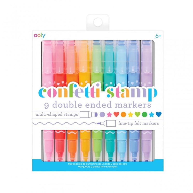 Confetti Stamp Double-ended Markers - Set of 9