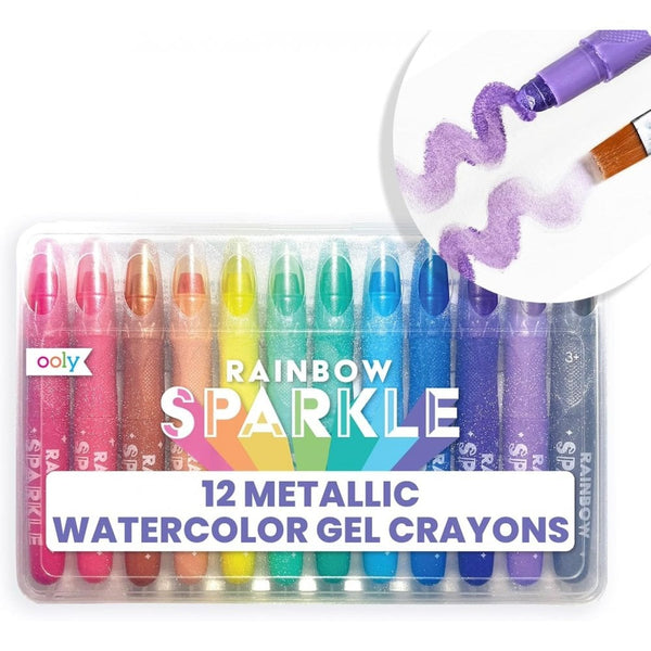 Rainbow sparkle Metallic Watercolor Gel Crayons - Set of 12