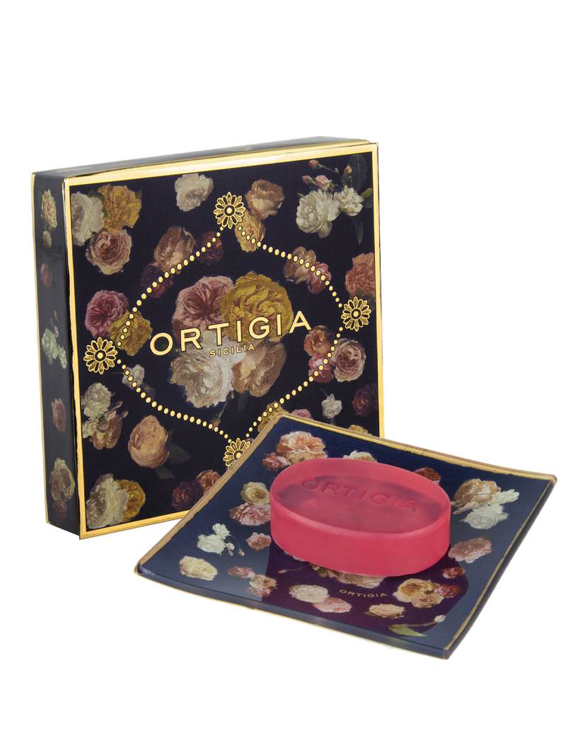 Rose Antiche Glass Plate and Soap