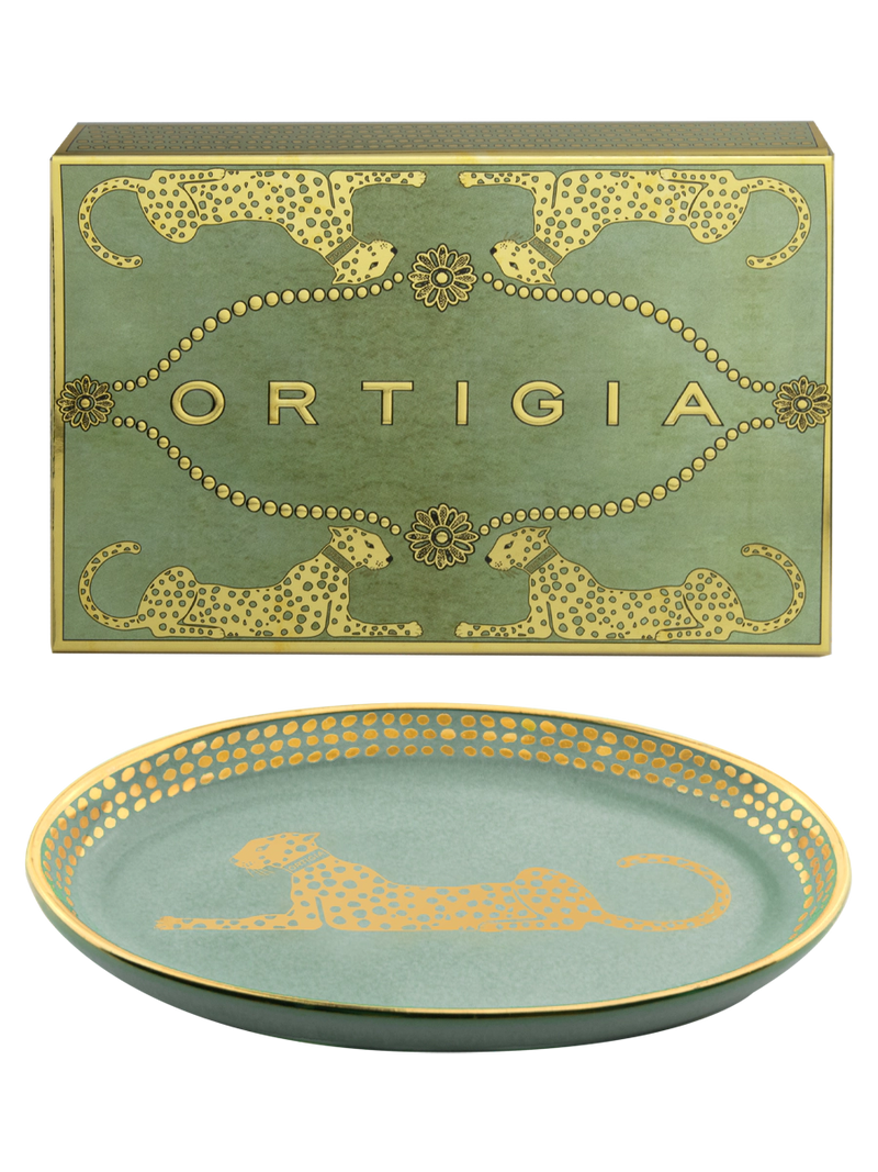Spotty Green Oval Dish