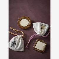 Madam Stoltz - Hand Mirror with Cotton Bag