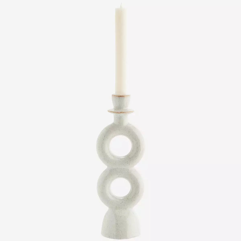 Madam Stoltz - Stoneware Candle Holder - Off White