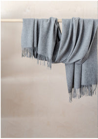 Lambswool Blanket Scarf in Grey Melange