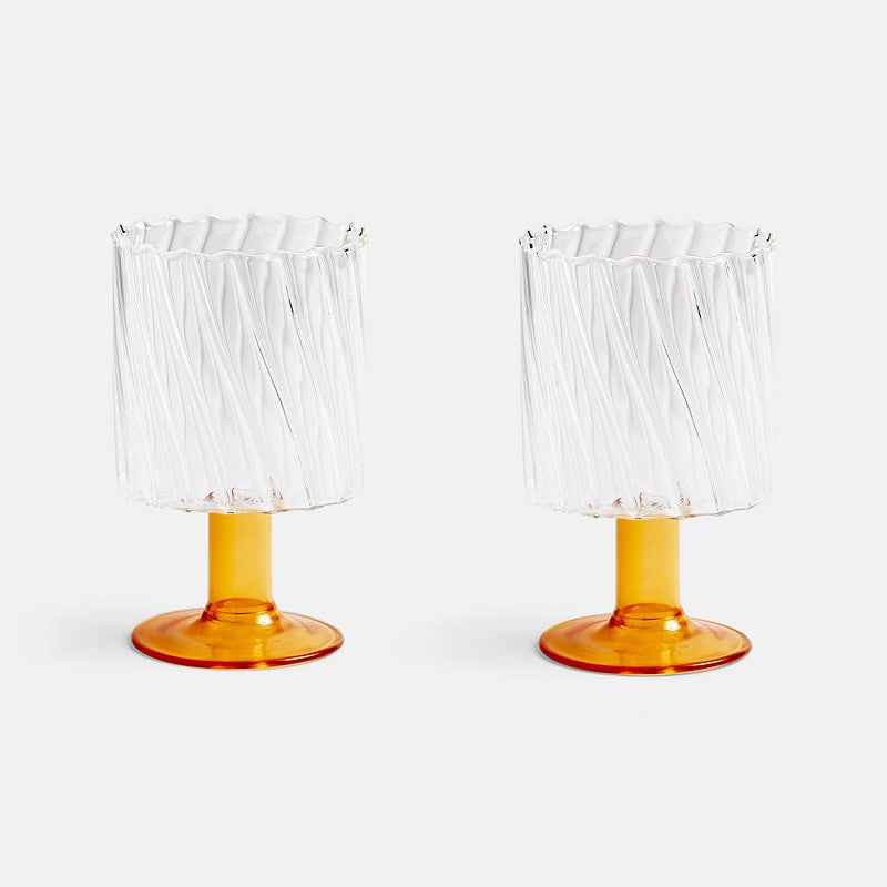 Glass Twirl - Orange - Set of 2