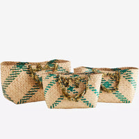 Madam Stoltz - Seagrass Bag with Cotton Handles - Small