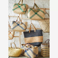 Madam Stoltz - Seagrass Bag with Cotton Handles - Large