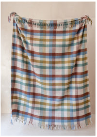 Recycled Wool Blanket in Rainbow Herringbone Check