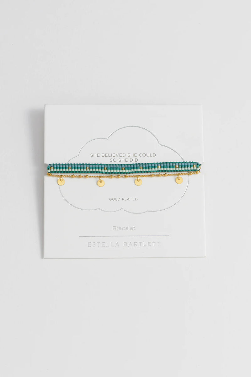 Gold Woven Beaded Duo - Gold Plated