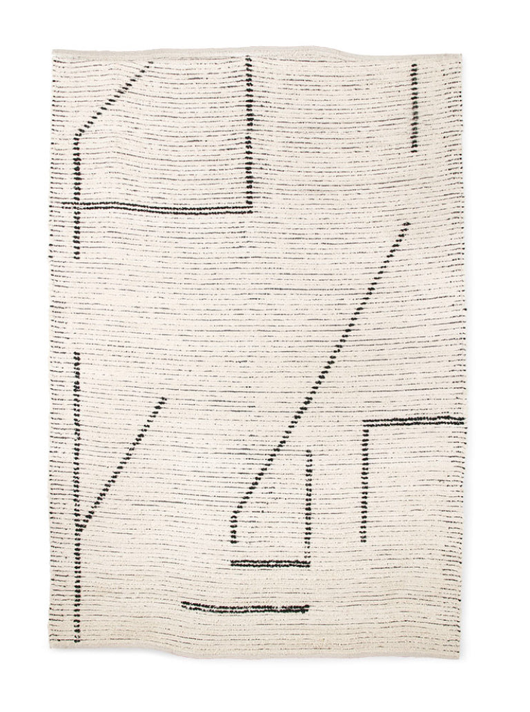 Hand Woven Cotton Rug - Cream/Charcoal