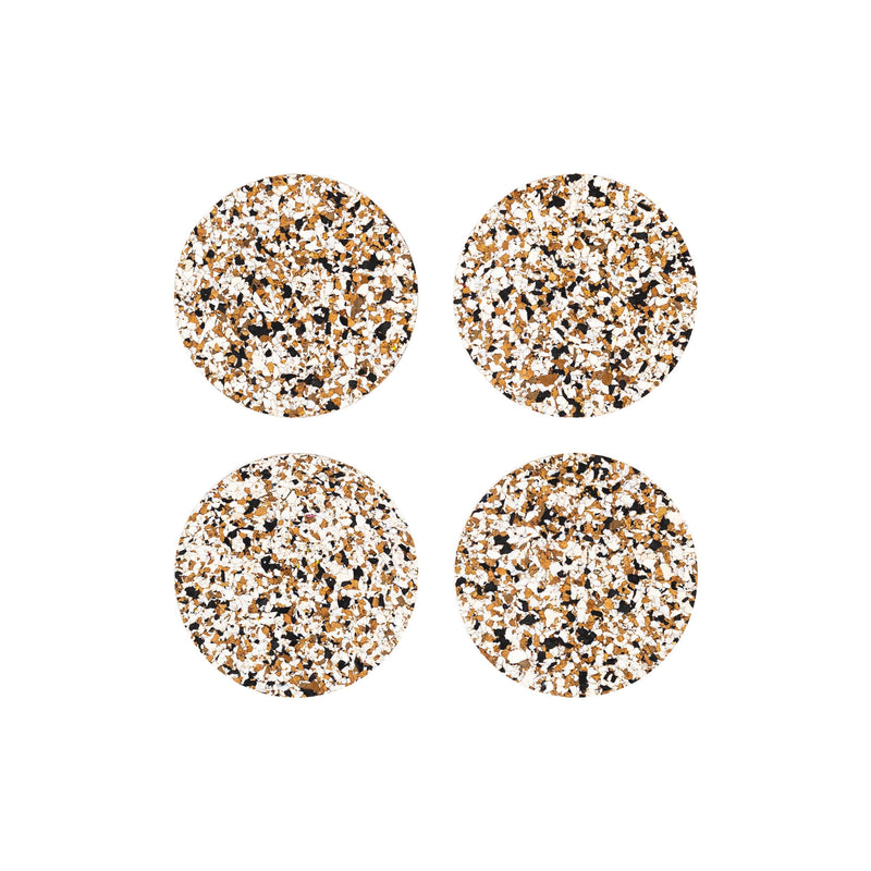Speckled Round Cork Coasters Set of 4 - Black