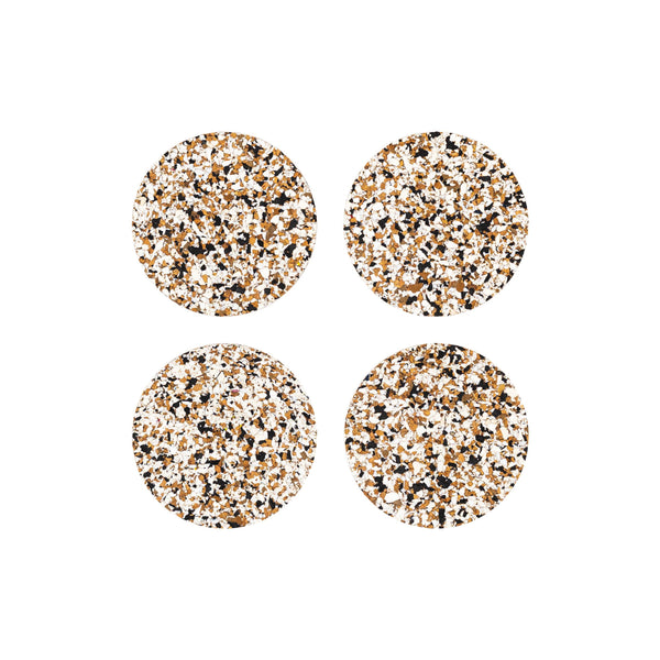 Speckled Round Cork Coasters Set of 4 - Black