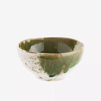Small Stoneware Bowl - Green/White