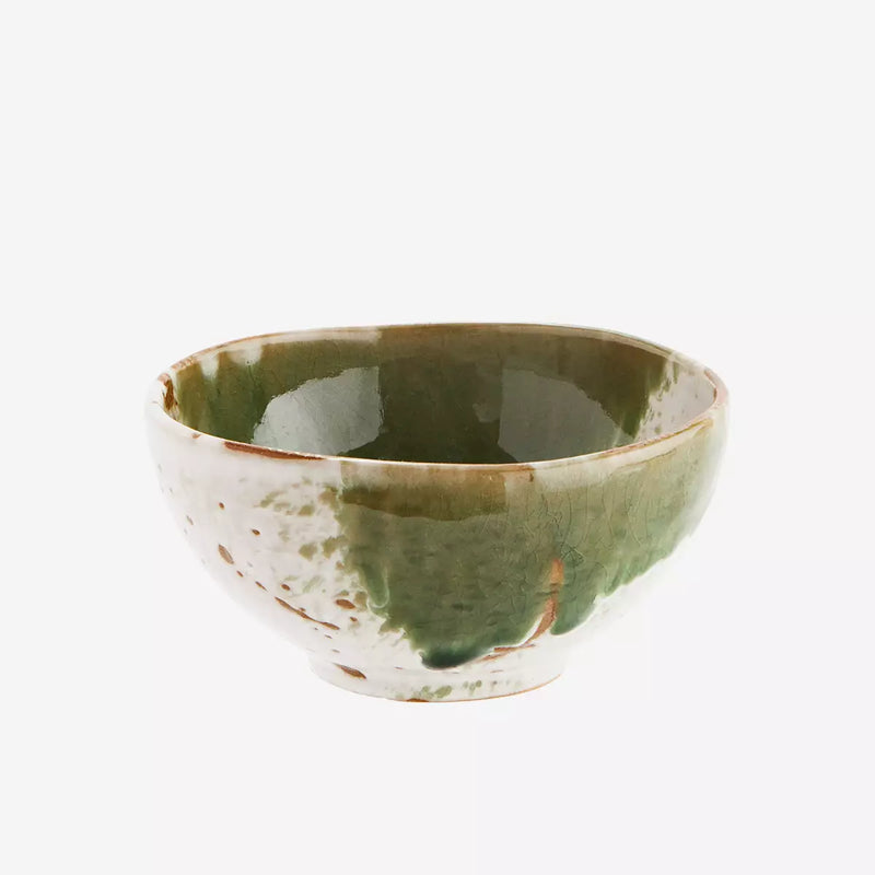 Small Stoneware Bowl - Green/White