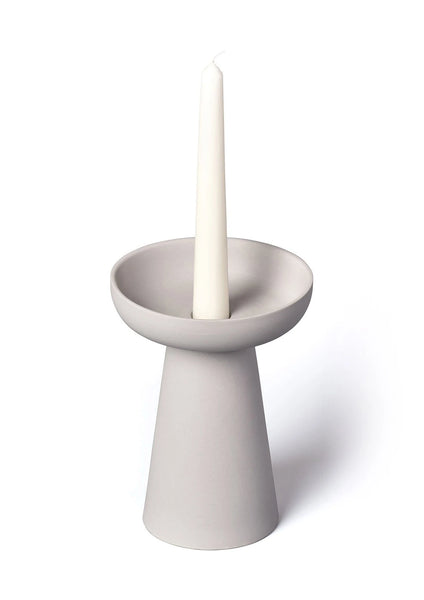 Porcini Grey Candle Holder in Matte Clay - Large