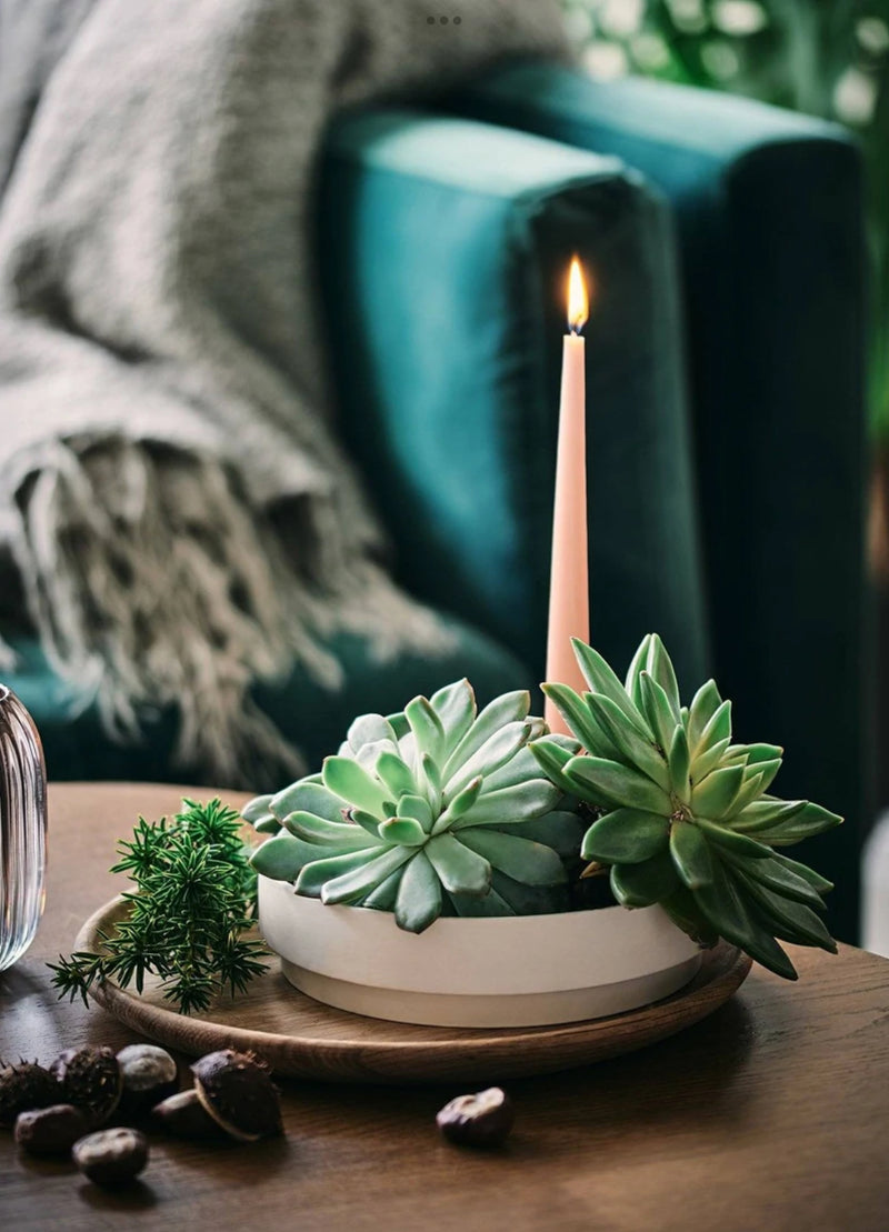 Aery - White Orbital Step Candle Holder in Matte Clay (Large)