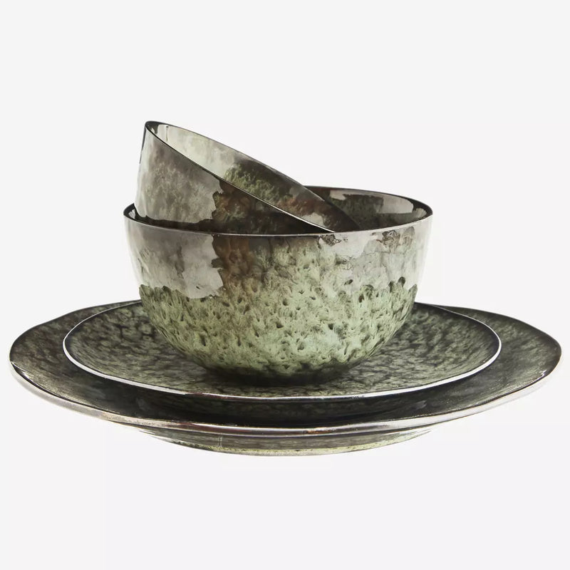 Stoneware Bowl - Green/Black