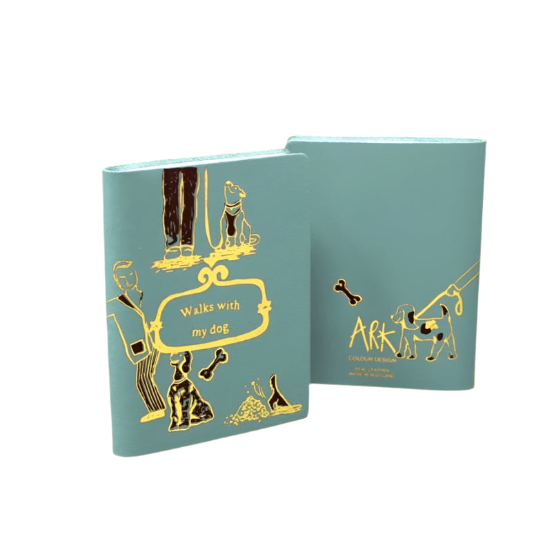 Illustrated Midi Leather Journal - Walks with my dog