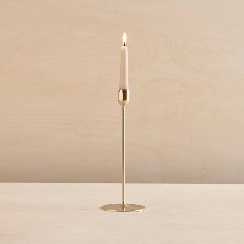 Flute brass candlestick, Brushed: Large